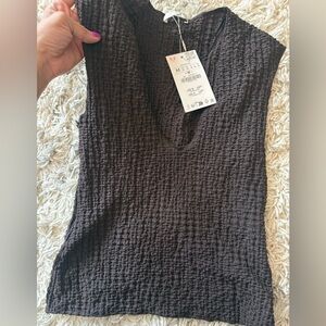 NWT Brown Waffle top